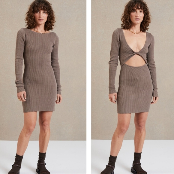 16. BEC + BRIDGE RIVIERA KNIT LONG SLEEVE MINI DRESS - Picture 1 of 7